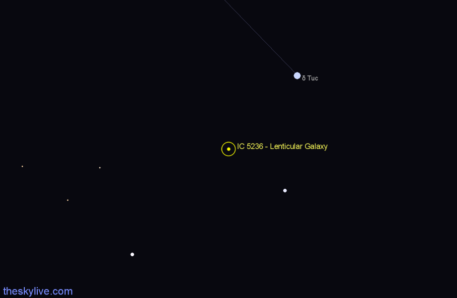 Finder chart IC 5236 - Lenticular Galaxy in Tucana star