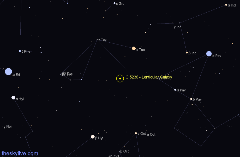 Finder chart IC 5236 - Lenticular Galaxy in Tucana star