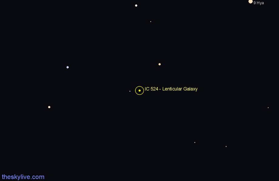 Finder chart IC 524 - Lenticular Galaxy in Hydra star