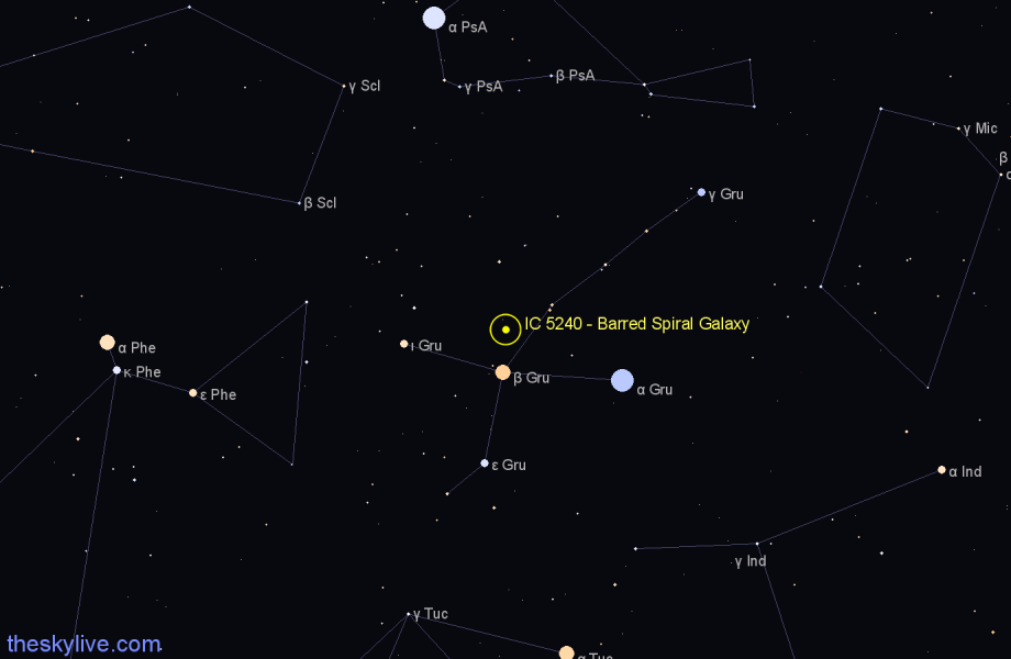Finder chart IC 5240 - Barred Spiral Galaxy in Grus star