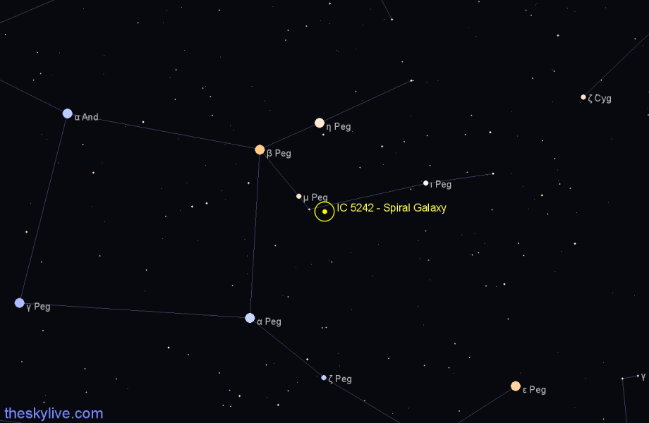 Finder chart IC 5242 - Spiral Galaxy in Pegasus star