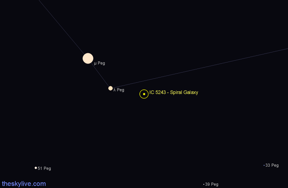 Finder chart IC 5243 - Spiral Galaxy in Pegasus star