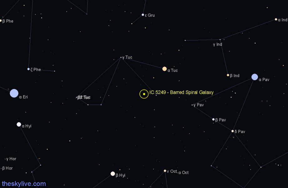 Finder chart IC 5249 - Barred Spiral Galaxy in Tucana star