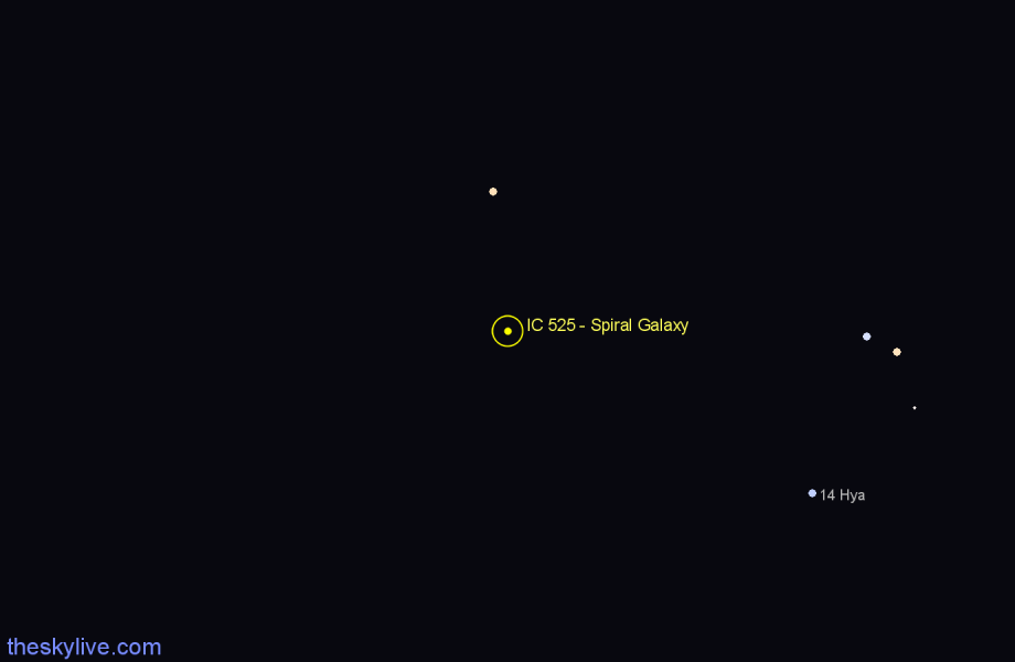 Finder chart IC 525 - Spiral Galaxy in Hydra star