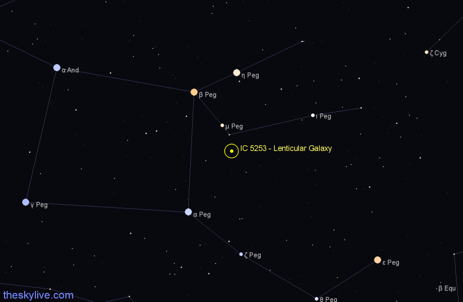 Finder chart IC 5253 - Lenticular Galaxy in Pegasus star