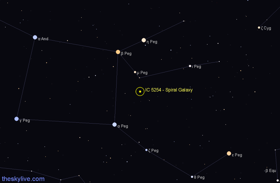 Finder chart IC 5254 - Spiral Galaxy in Pegasus star