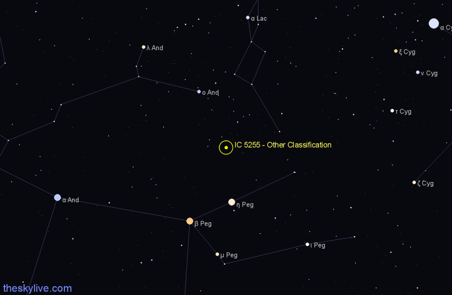 Finder chart IC 5255 - Other Classification in Lacerta star
