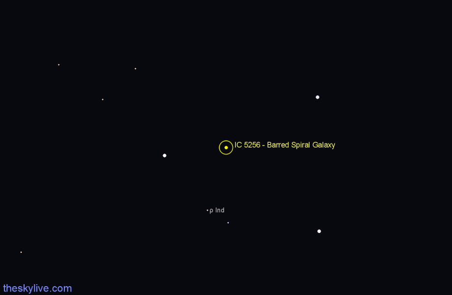 Finder chart IC 5256 - Barred Spiral Galaxy in Indus star