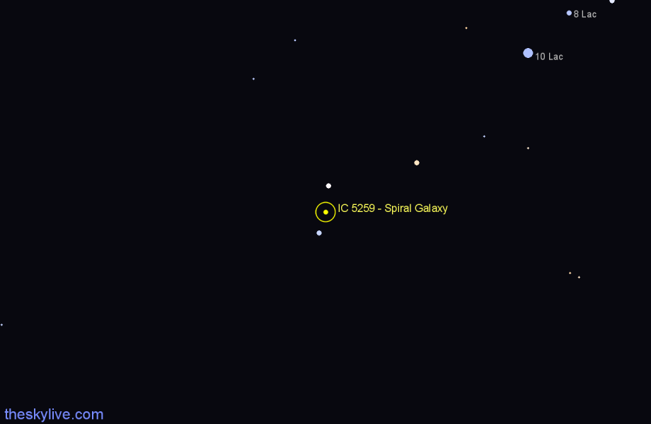 Finder chart IC 5259 - Spiral Galaxy in Lacerta star