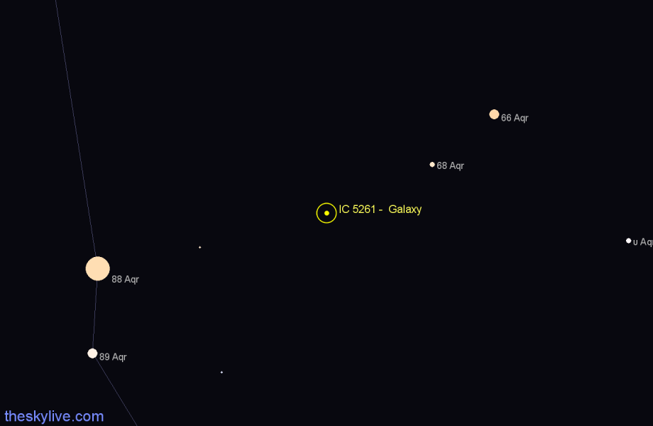 Finder chart IC 5261 - Galaxy in Aquarius star