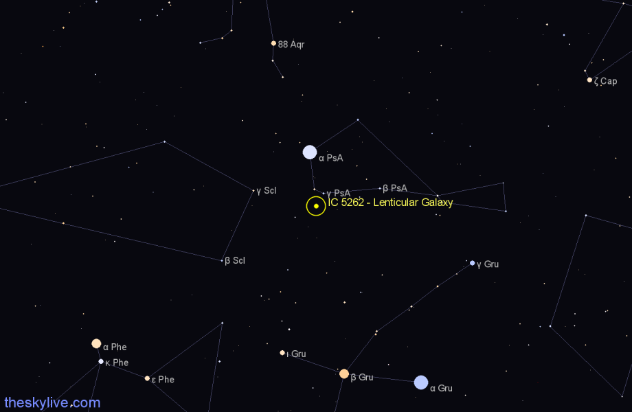 Finder chart IC 5262 - Lenticular Galaxy in Piscis Austrinus star