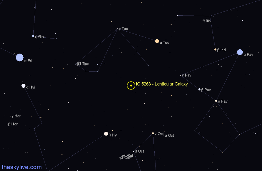 Finder chart IC 5263 - Lenticular Galaxy in Indus star