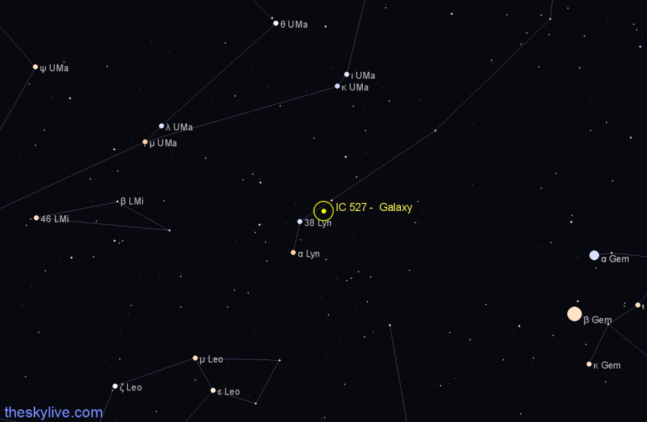 Finder chart IC 527 - Galaxy in Lynx star