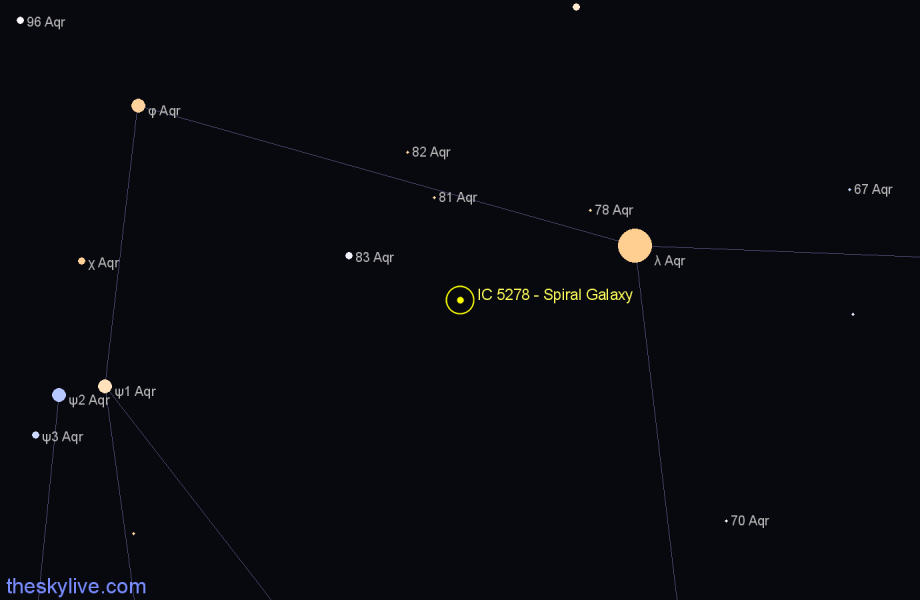 Finder chart IC 5278 - Spiral Galaxy in Aquarius star