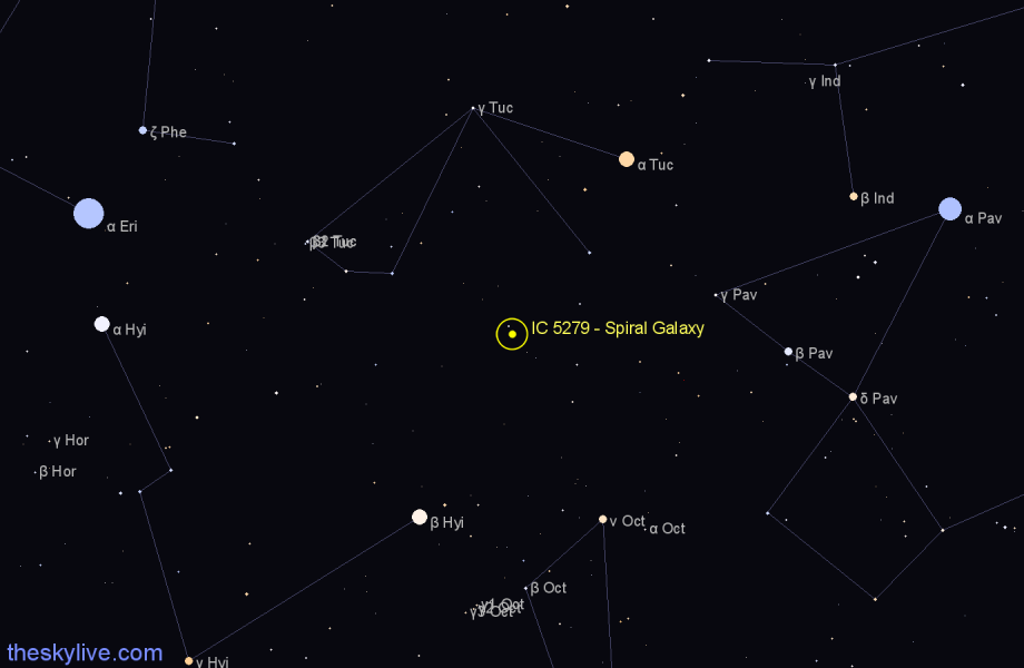 Finder chart IC 5279 - Spiral Galaxy in Indus star