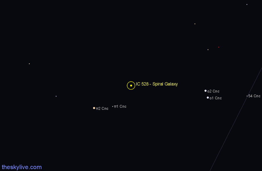 Finder chart IC 528 - Spiral Galaxy in Cancer star