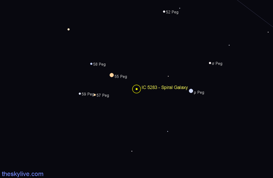 Finder chart IC 5283 - Spiral Galaxy in Pegasus star
