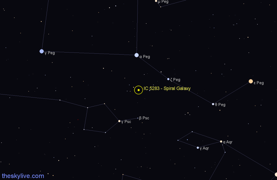 Finder chart IC 5283 - Spiral Galaxy in Pegasus star