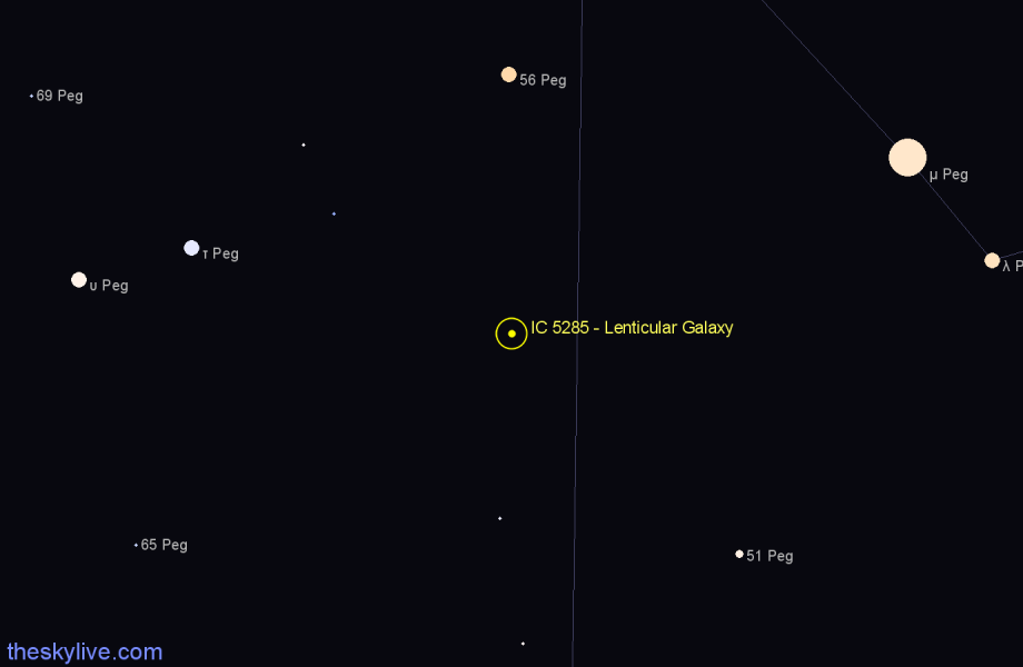 Finder chart IC 5285 - Lenticular Galaxy in Pegasus star