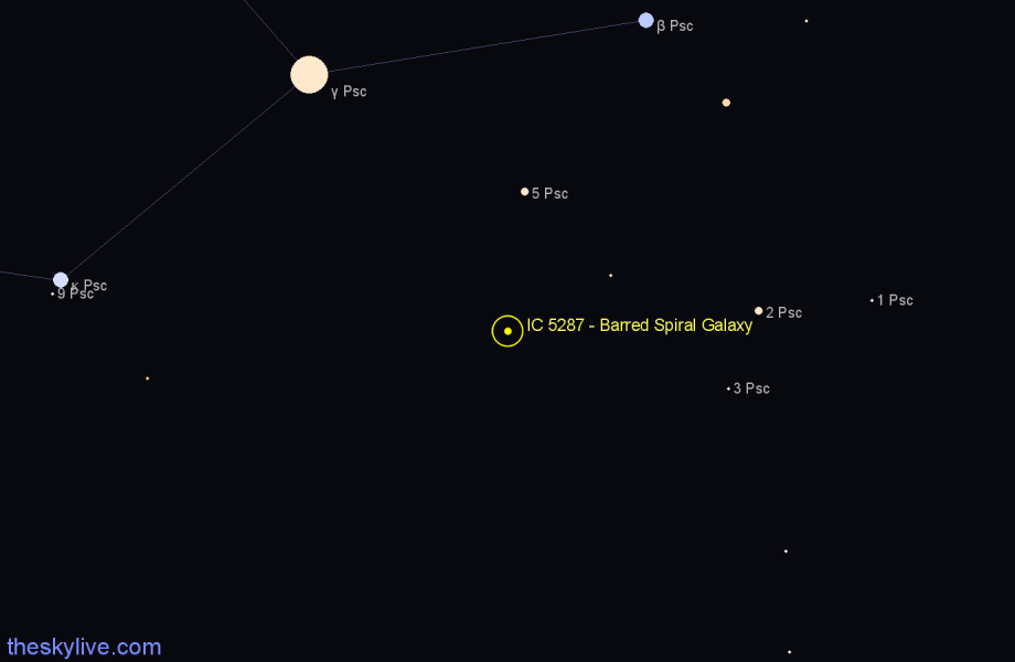 Finder chart IC 5287 - Barred Spiral Galaxy in Pisces star