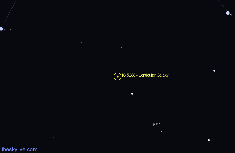 Finder chart IC 5288 - Lenticular Galaxy in Indus star
