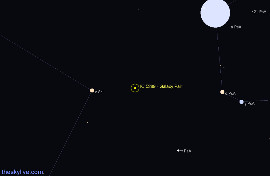 Finder chart IC 5289 - Galaxy Pair in Sculptor star