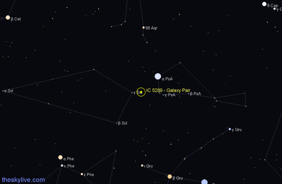 Finder chart IC 5289 - Galaxy Pair in Sculptor star