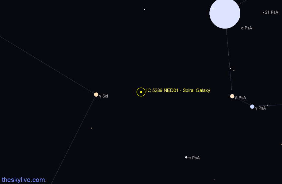 Finder chart IC 5289 NED01 - Spiral Galaxy in Sculptor star