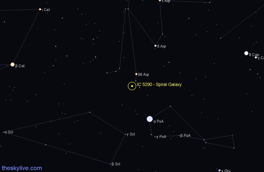 Finder chart IC 5290 - Spiral Galaxy in Aquarius star