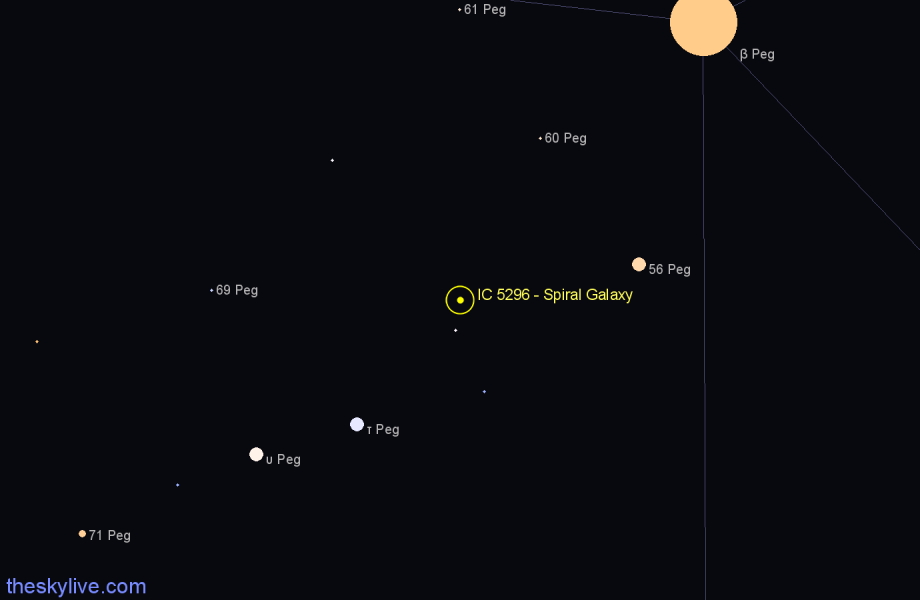 Finder chart IC 5296 - Spiral Galaxy in Pegasus star