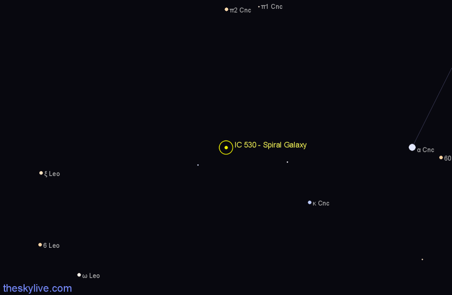 Finder chart IC 530 - Spiral Galaxy in Cancer star