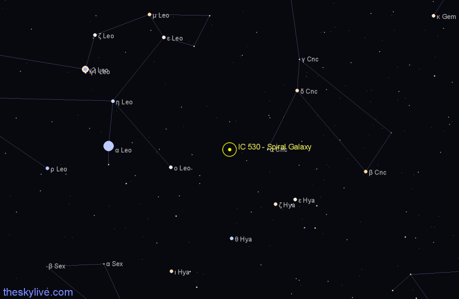 Finder chart IC 530 - Spiral Galaxy in Cancer star