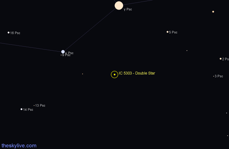 Finder chart IC 5303 - Double Star in Pisces star