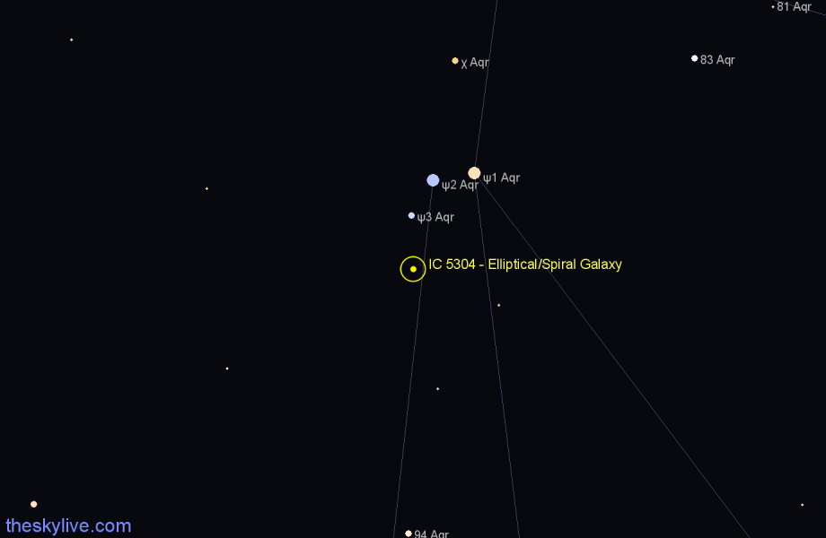 Finder chart IC 5304 - Elliptical/Spiral Galaxy in Aquarius star