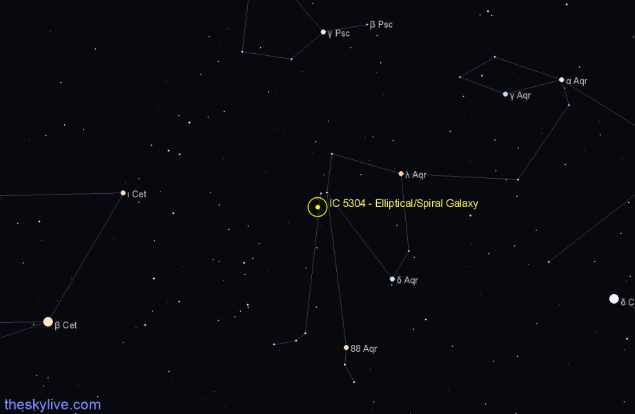 Finder chart IC 5304 - Elliptical/Spiral Galaxy in Aquarius star