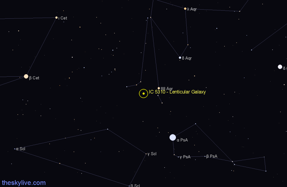 Finder chart IC 5310 - Lenticular Galaxy in Aquarius star