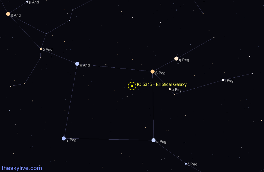 Finder chart IC 5315 - Elliptical Galaxy in Pegasus star