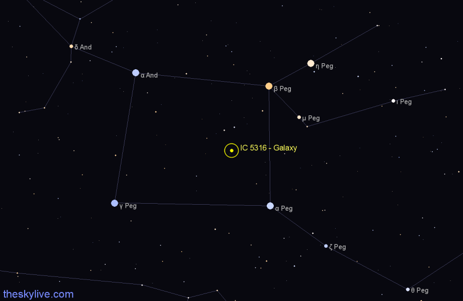 Finder chart IC 5316 - Galaxy in Pegasus star