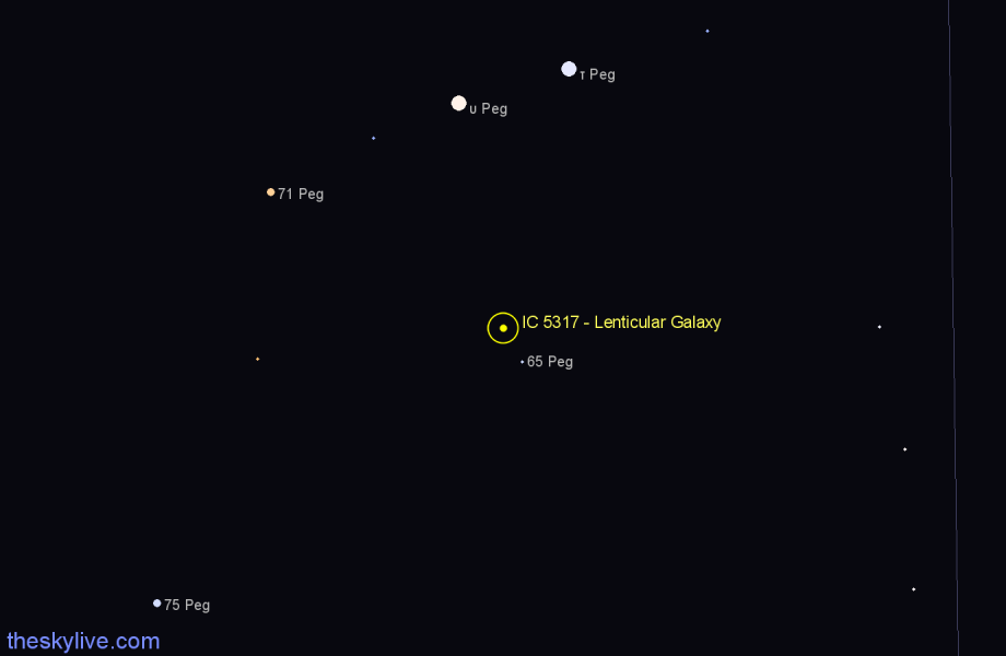 Finder chart IC 5317 - Lenticular Galaxy in Pegasus star
