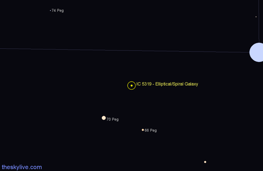 Finder chart IC 5319 - Elliptical/Spiral Galaxy in Pegasus star