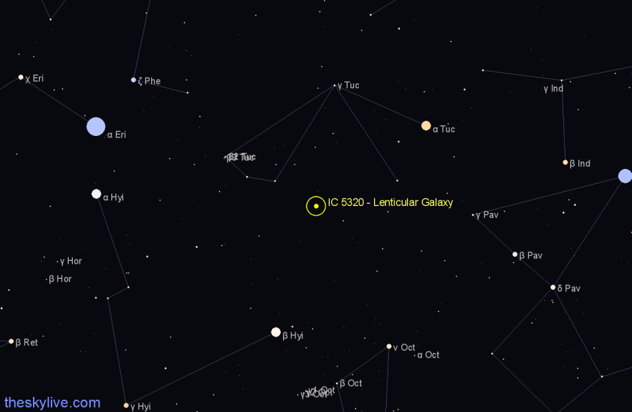 Finder chart IC 5320 - Lenticular Galaxy in Tucana star
