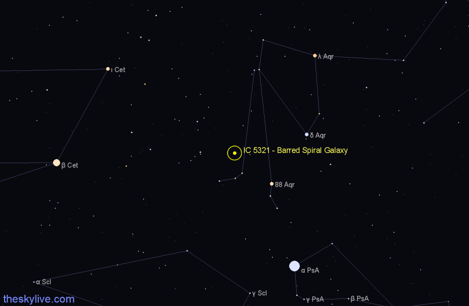 Finder chart IC 5321 - Barred Spiral Galaxy in Aquarius star