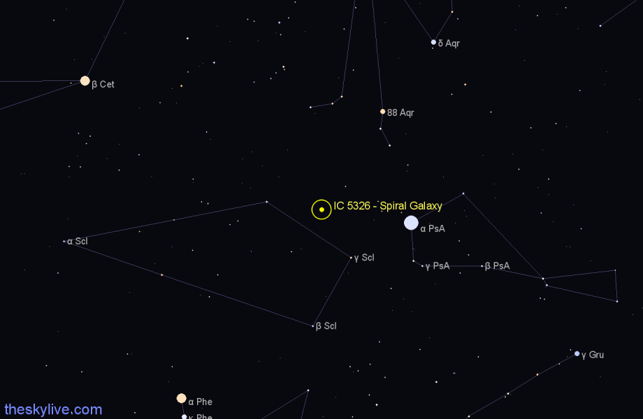 Finder chart IC 5326 - Spiral Galaxy in Sculptor star