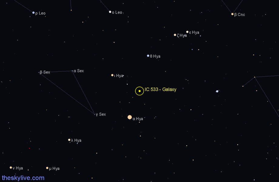 Finder chart IC 533 - Galaxy in Hydra star