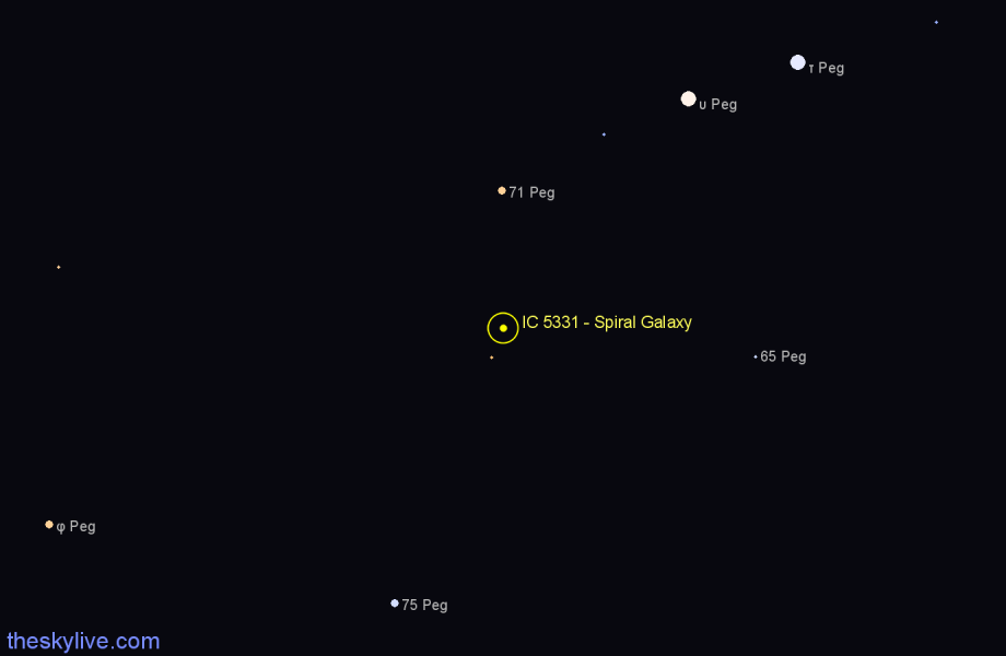 Finder chart IC 5331 - Spiral Galaxy in Pegasus star