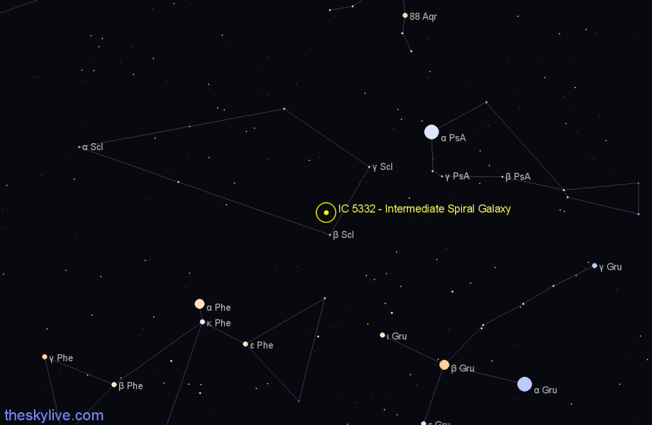 Finder chart IC 5332 - Intermediate Spiral Galaxy in Sculptor star