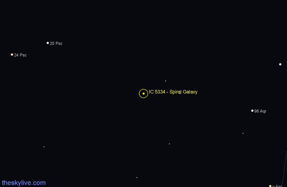 Finder chart IC 5334 - Spiral Galaxy in Aquarius star