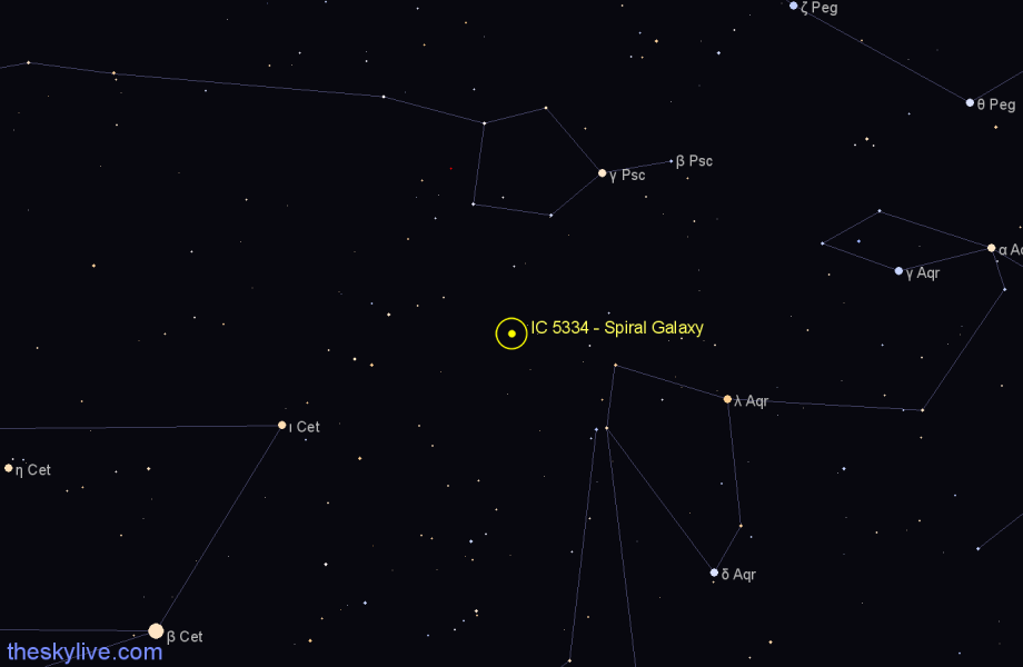 Finder chart IC 5334 - Spiral Galaxy in Aquarius star