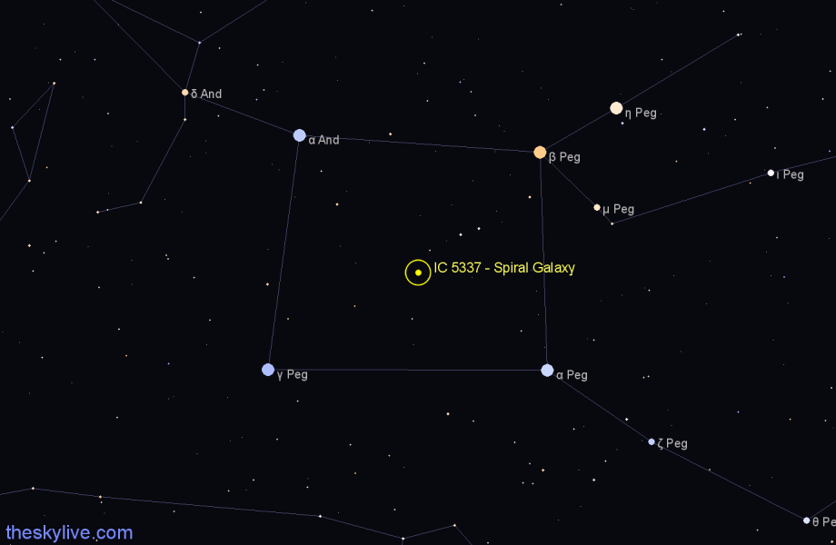 Finder chart IC 5337 - Spiral Galaxy in Pegasus star