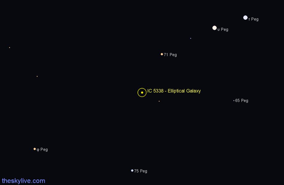 Finder chart IC 5338 - Elliptical Galaxy in Pegasus star